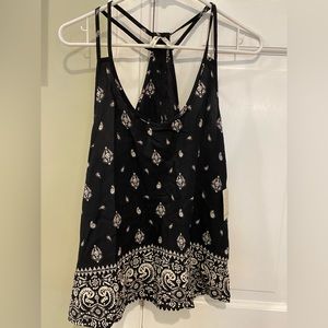 Mudd black printed, double strap tank -NWT